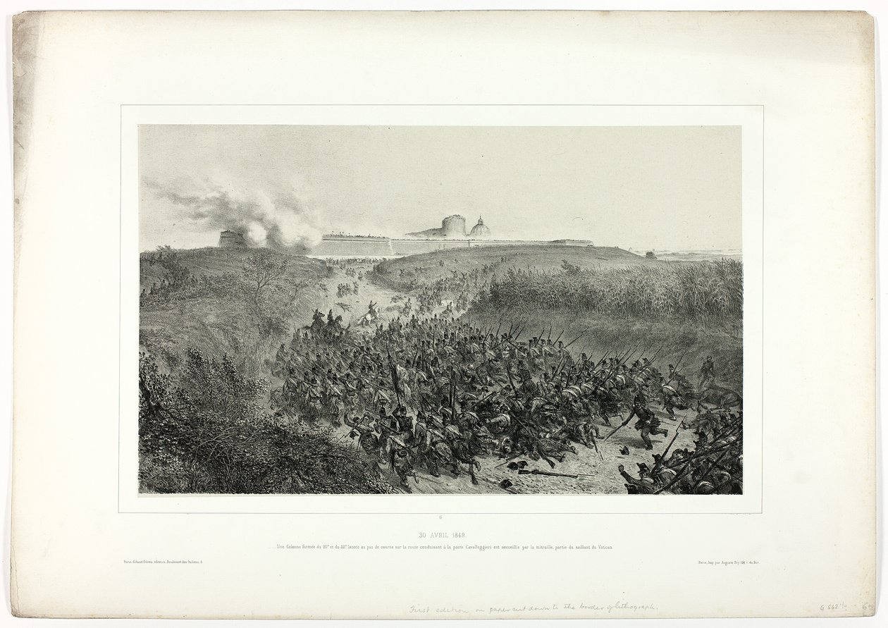 30. dubna 1849, z Paměti Itálie: Výprava do Říma od Denis Auguste Marie Raffet