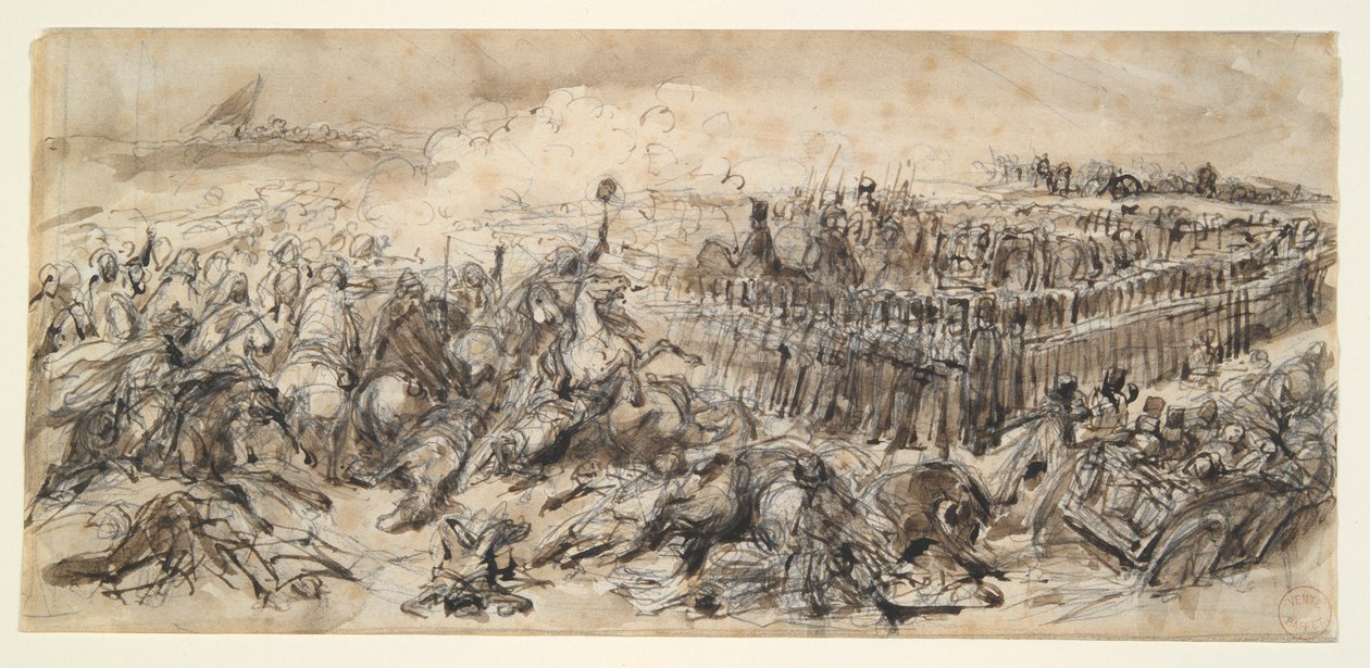 Bitevní scéna (studie 2. lehké kavalérie odolávající náporu Arabů) od Denis Auguste Marie Raffet