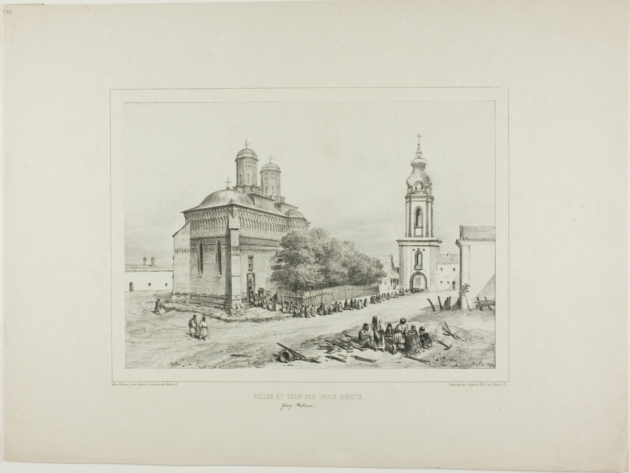 Kostel a věž Tří svatých, Yassy, Modrava, 19. července 1837 od Denis Auguste Marie Raffet