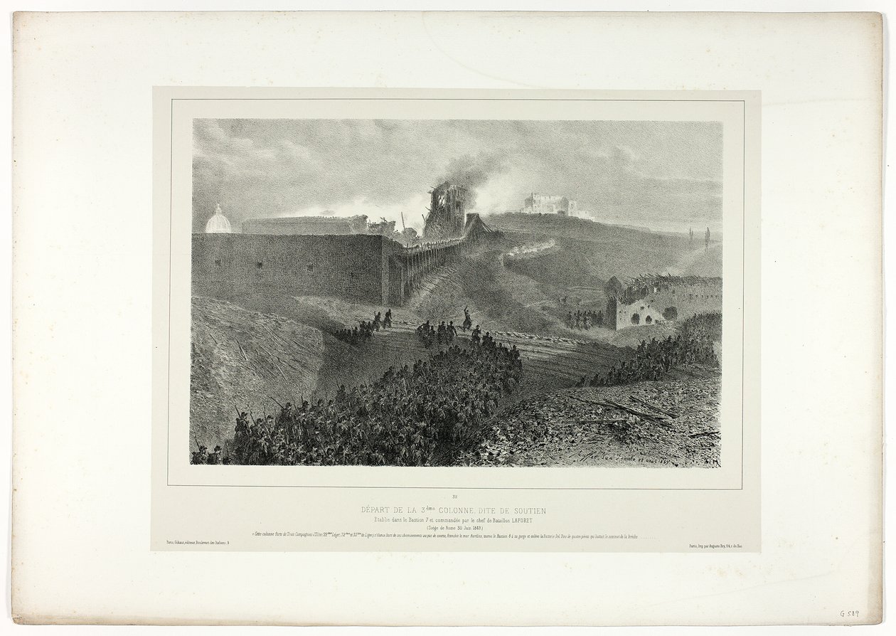Odjezd třetí kolony, zvané support, ze Souvenirs d’Italie: Expedition de Rome od Denis Auguste Marie Raffet