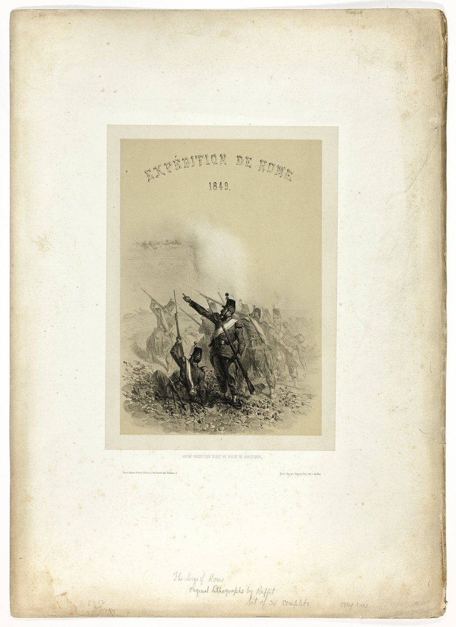 Expedice do Říma, 1849: Vaše přijetí není ani zdvořilé, ani politické, ze Souvenirs d’Italie: Expedition de Rome od Denis Auguste Marie Raffet