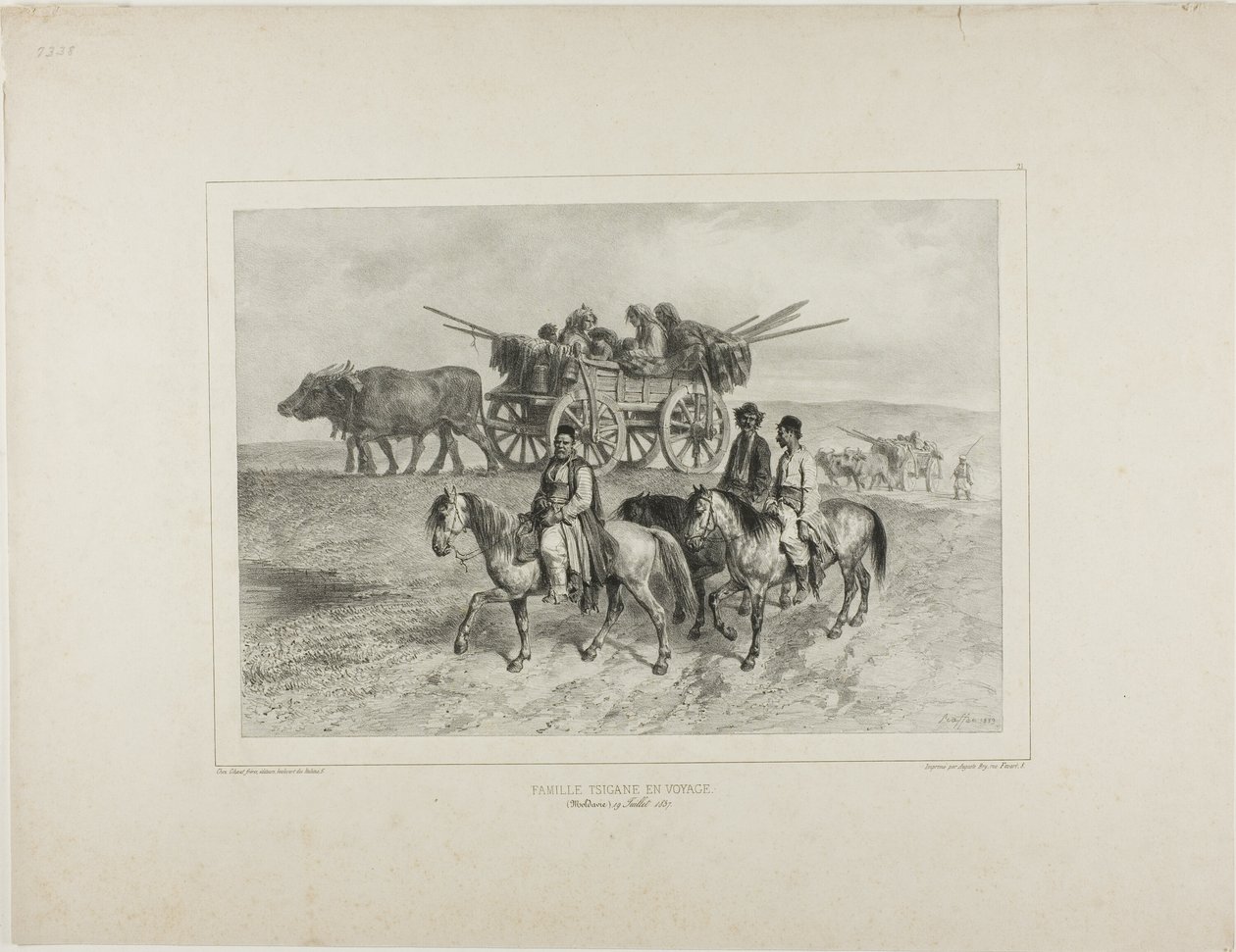 Rodina maďarských Cikánů na cestách, Moldávie, 19. července 1837 od Denis Auguste Marie Raffet