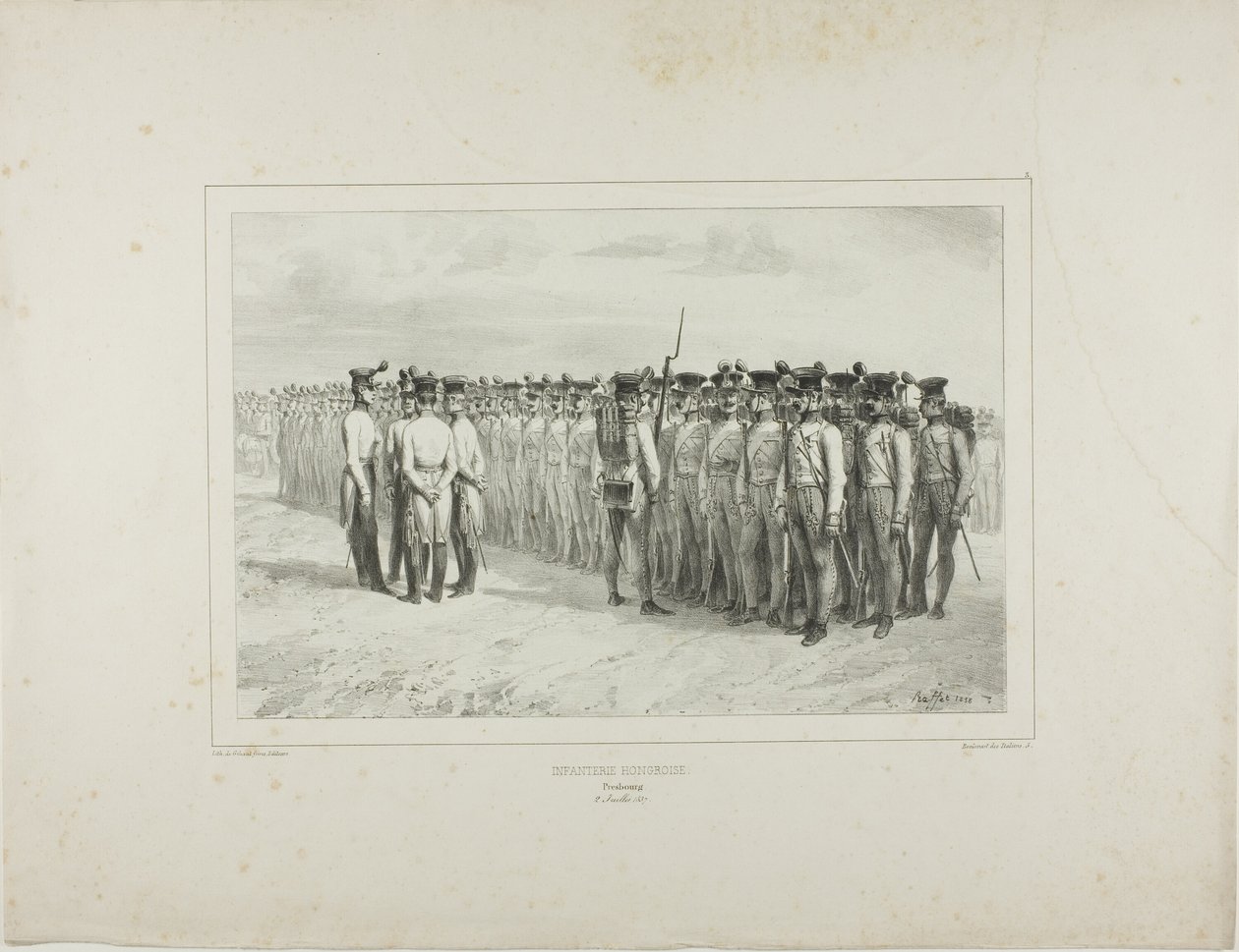 Maďarská pěchota, Prešpurk, 2. července 1837 od Denis Auguste Marie Raffet