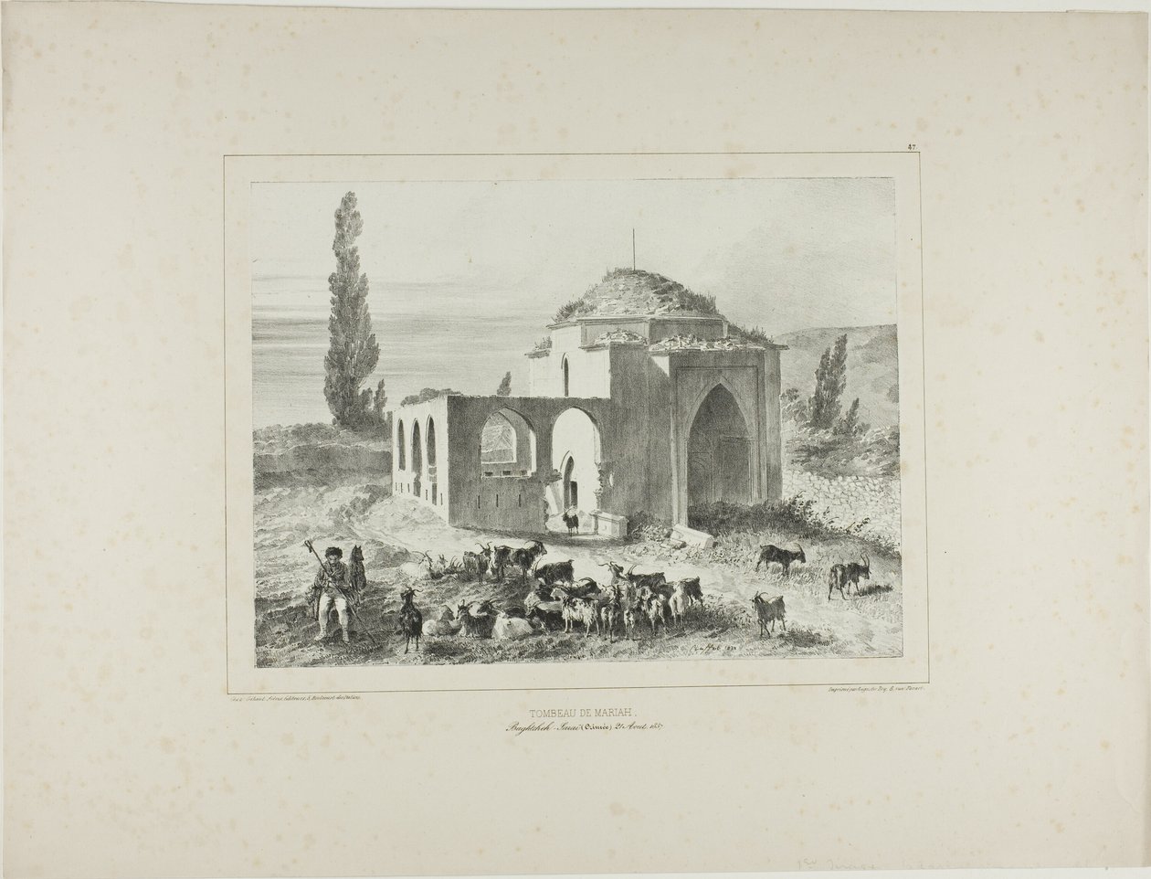Mariánská hrobka, Bachtcheh-Seraï, Krym, 21. srpna 1837 od Denis Auguste Marie Raffet