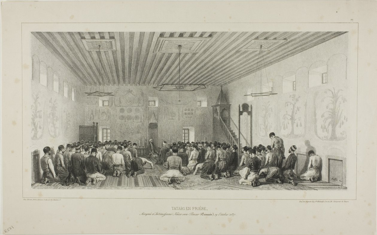 Modlící se Tataři, Istrimdžami-Kara-sou-Bazar, Krym, 19. října 1837 od Denis Auguste Marie Raffet