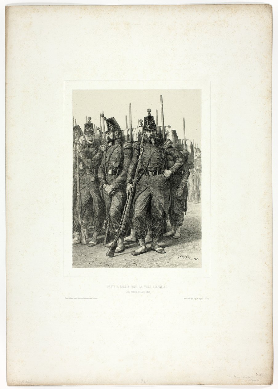 Připraveni k odjezdu do Věčného města ze Souvenirs d’Italie: Expedition de Rome od Denis Auguste Marie Raffet