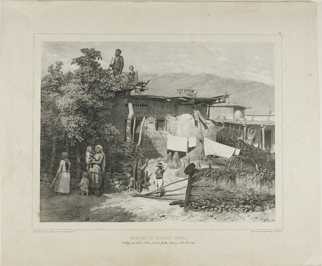 Domy tatarských rolníků ve vesnici Déré-Koui u Jalty na Krymu, 31. srpna 1837 od Denis Auguste Marie Raffet
