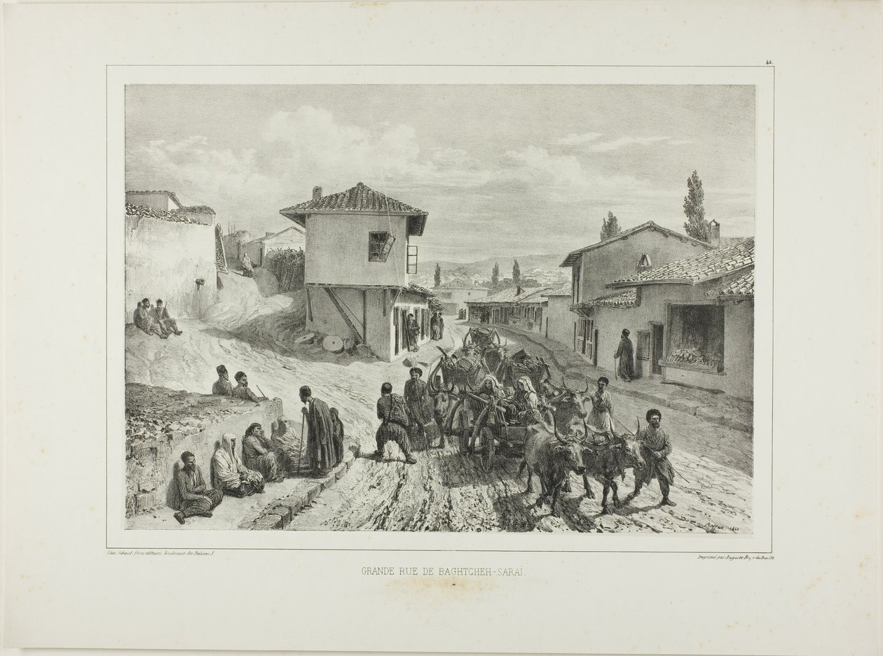 Hlavní ulice Baghtcheh-Saraï, Krym, 19. srpna 1837 od Denis Auguste Marie Raffet