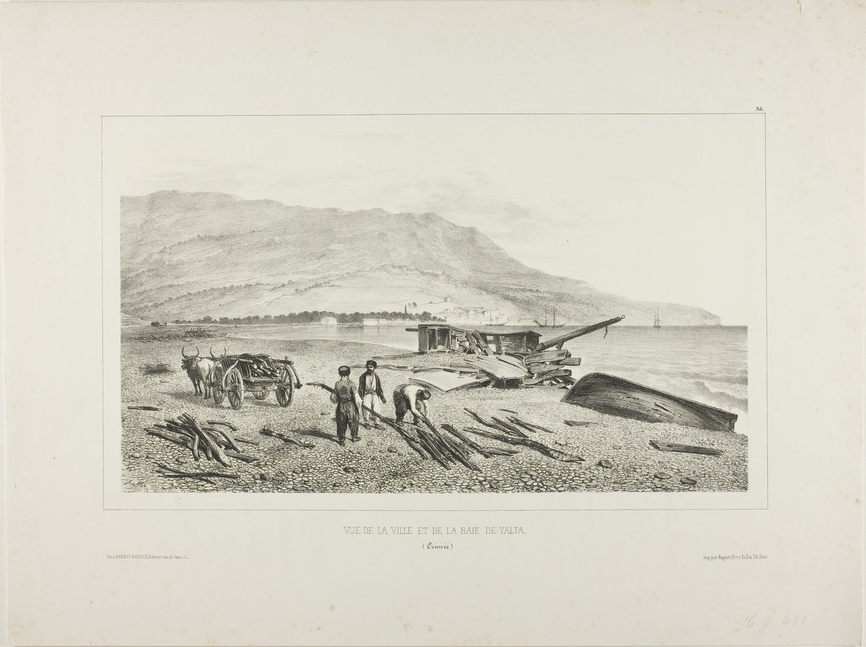Pohled na vesnici a záliv Jalta, Krym, 15. srpna 1837 od Denis Auguste Marie Raffet