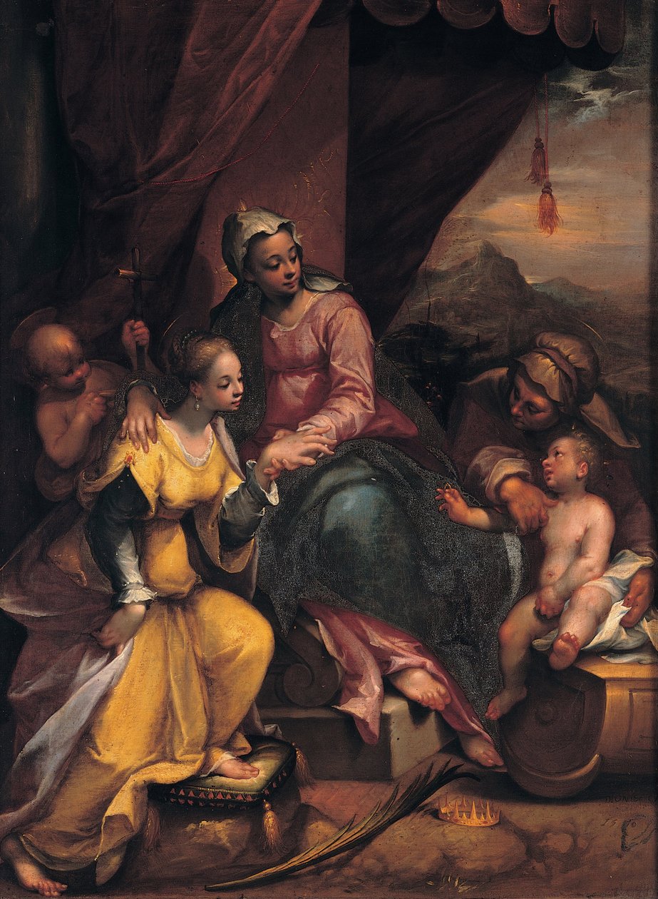 Mystická svatba svaté Kateřiny, 1590 od Denis Calvaert
