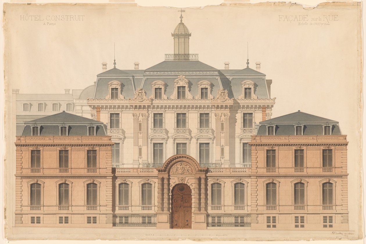 Prezentační výkres Hôtel de Camondo od Denis Louis Destors