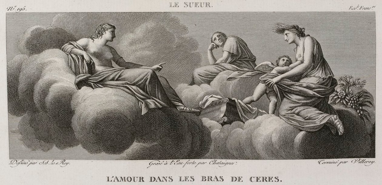 Denis-Sébastien Leroy, Antoine-Claude-François Villerey et Chataigner - Láska v náručí Ceres, podle Eustache Le Sueura - 1802-1815 od Denis Sebastien Leroy