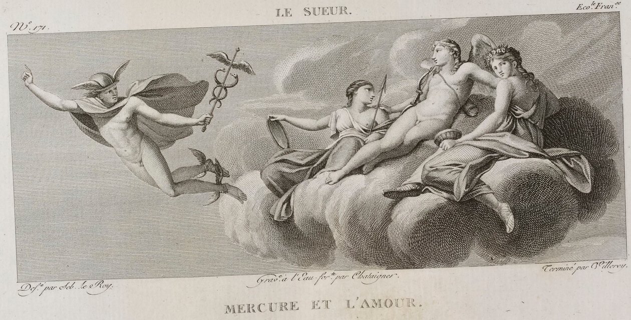 Denis-Sébastien Leroy, Antoine-Claude-François Villerey a Chataigner - Merkur a láska, podle Eustache Le Sueura - 1802-1815 od Denis Sebastien Leroy