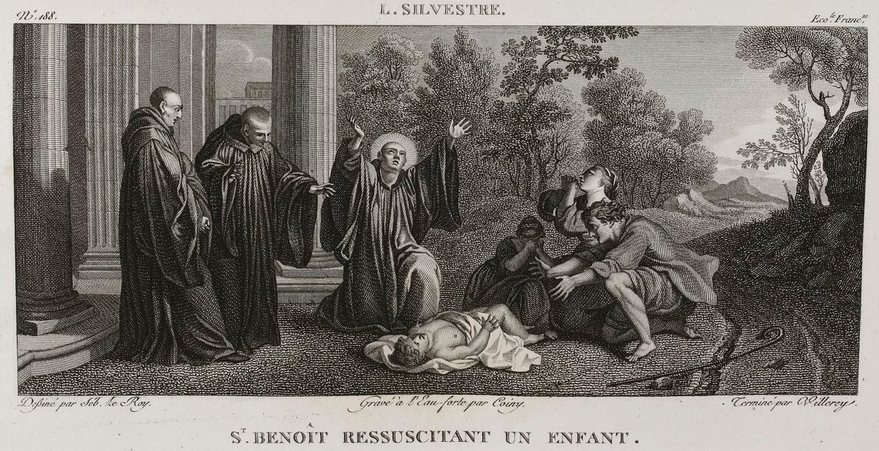 Denis-Sébastien Leroy, Antoine-Claude-François Villerey et Coiny - Svatý Benoît oživuje dítě, podle Louise de Silvestre - 1802-1815 od Denis Sebastien Leroy
