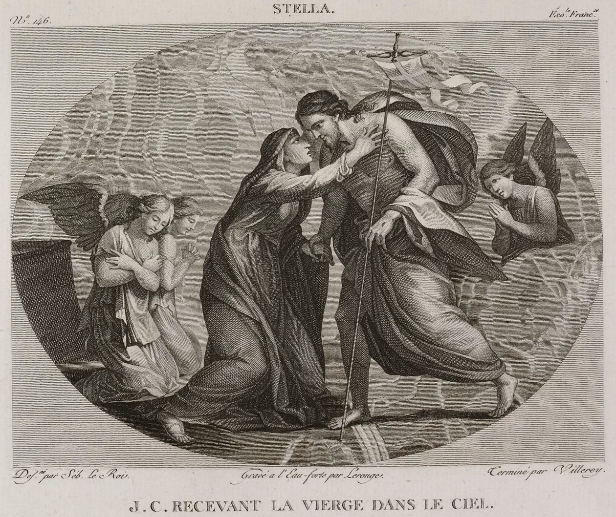 Denis-Sébastien Leroy, Antoine-Claude-François Villerey et Lerouge - Ježíš Kristus přijímá Pannu Marii v nebi, podle Jacquese Stelly - 1802-1815 od Denis Sebastien Leroy