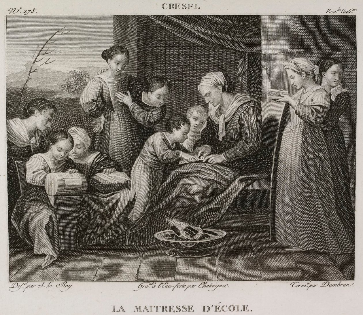 Denis-Sébastien Leroy, Chataigner a Dambrun - Školačka, podle Giuseppe Crespiho - 1802-1815 od Denis Sebastien Leroy