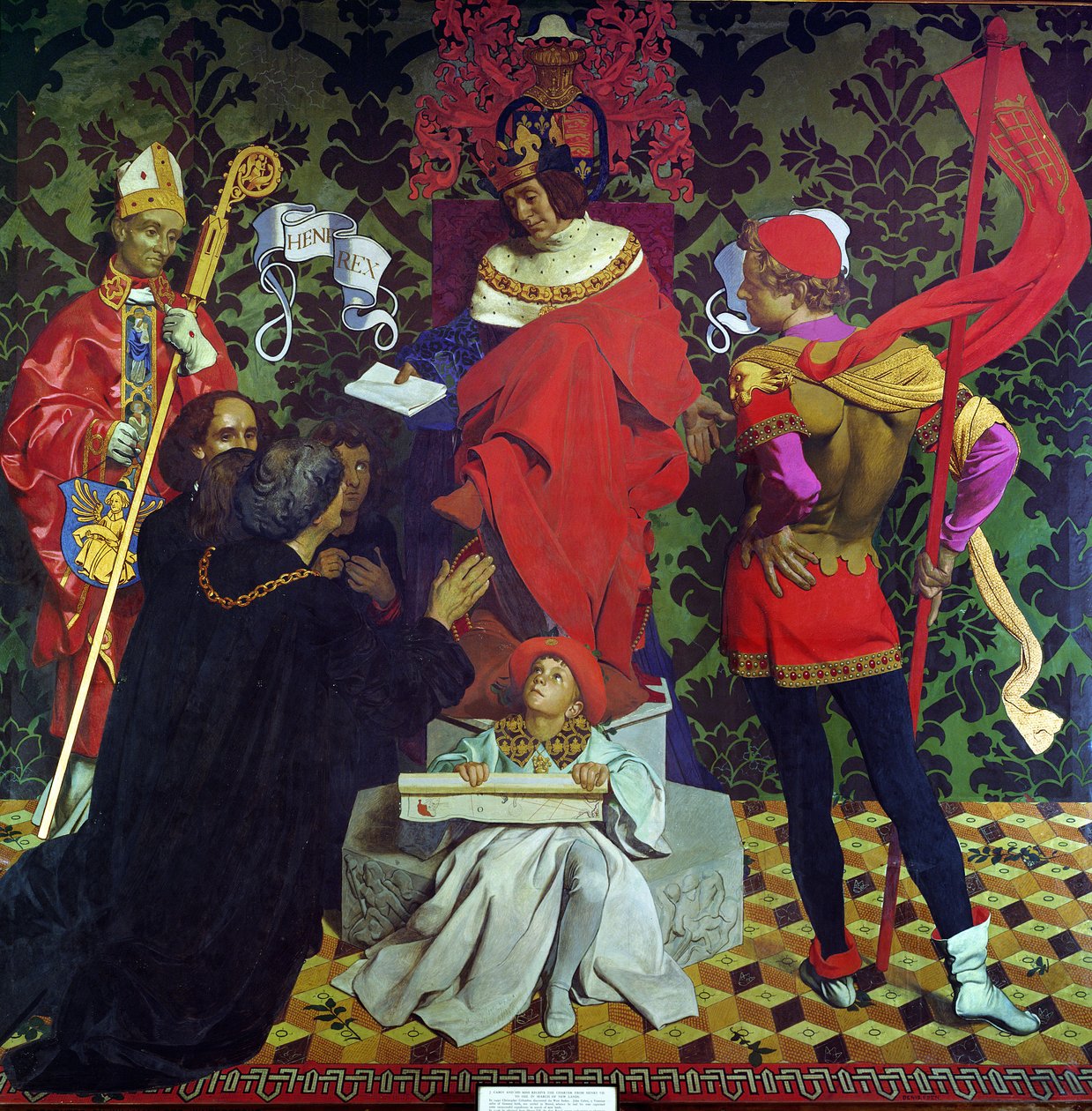 John Cabot a jeho synové obdrží chartu od Jindřicha VII., aby se plavili hledat nové země od Denis William Eden