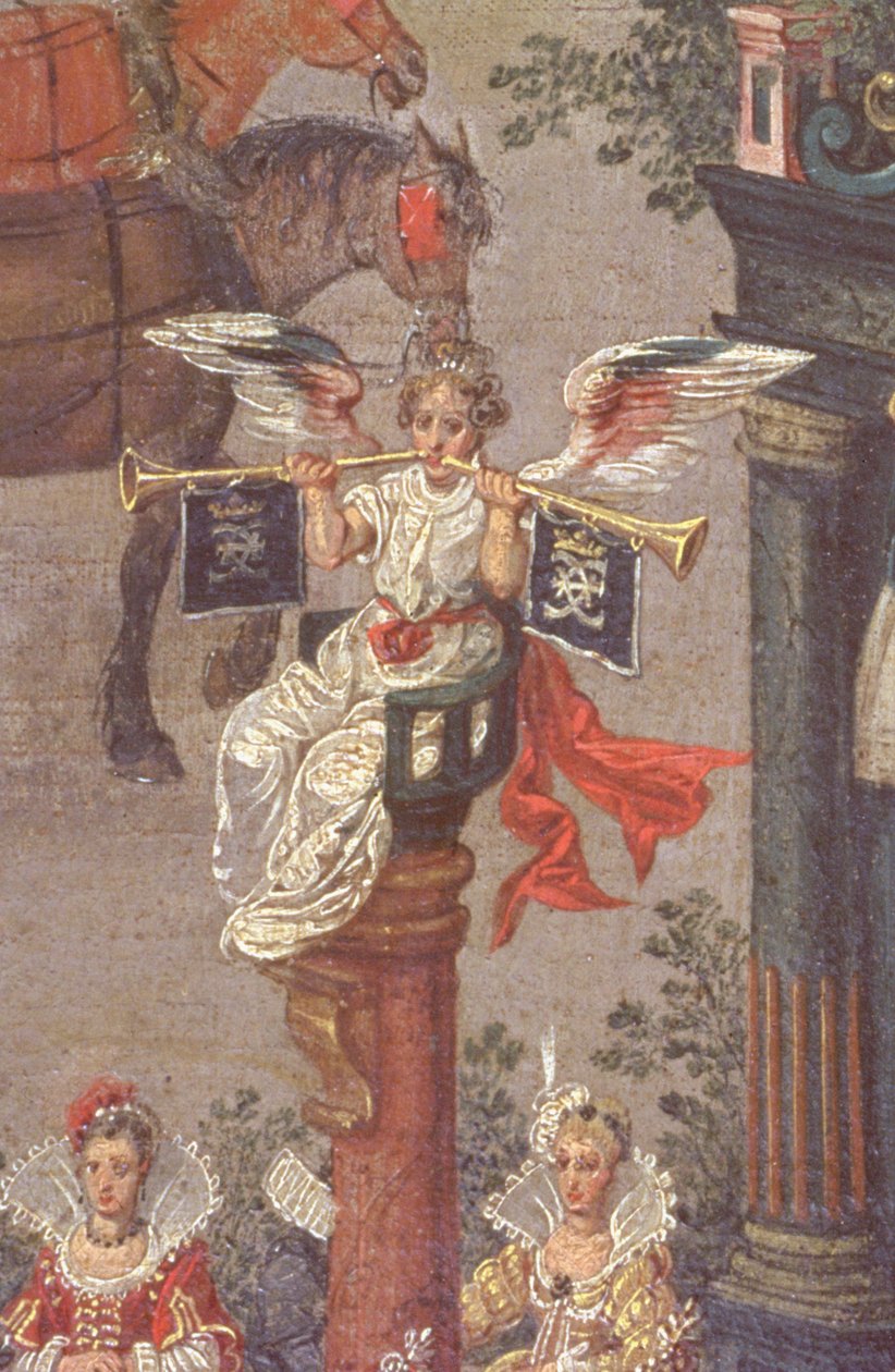 Triumf Isabelly v Ommeganck v Bruselu dne 31. května 1615, detail alegorické postavy Slávy z vozu Isabelského dvora, 1615 (detail 75629) od Denys van Alsloot