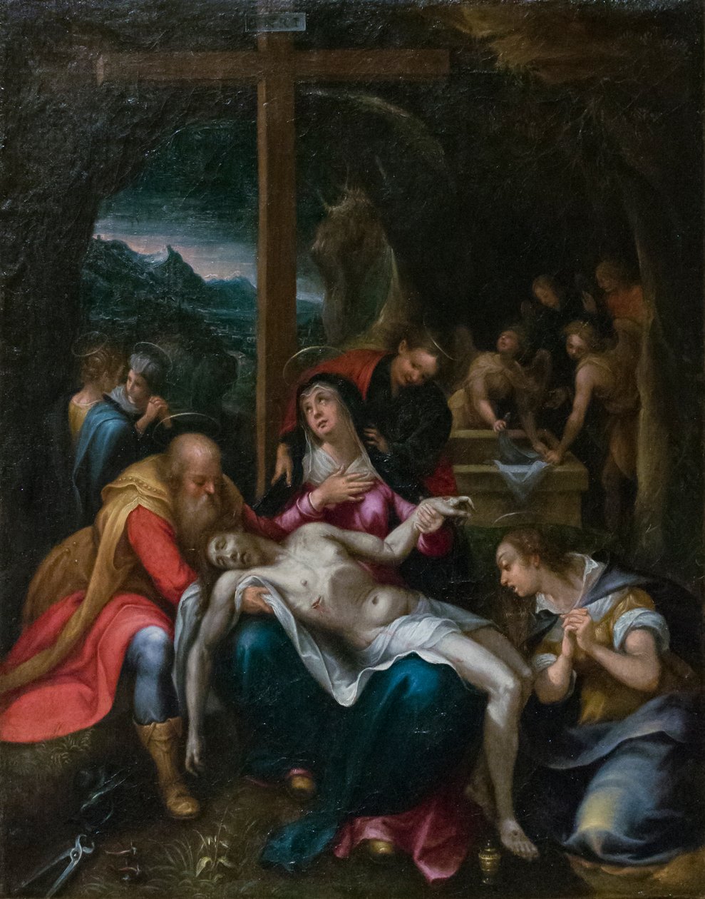 Oplakávání Krista, asi 1595-1600 (olej na plátně) od Denys Calvaert or Calvart