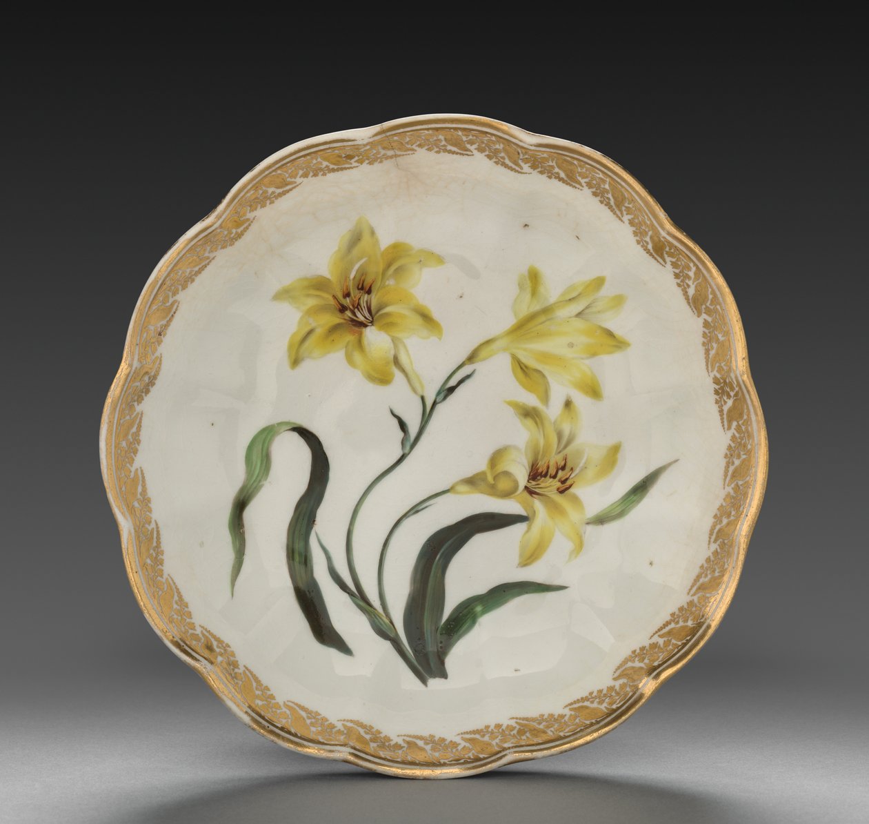 Miska od Dessert Service: menší žlutá lilie, c. 1800. od Derby