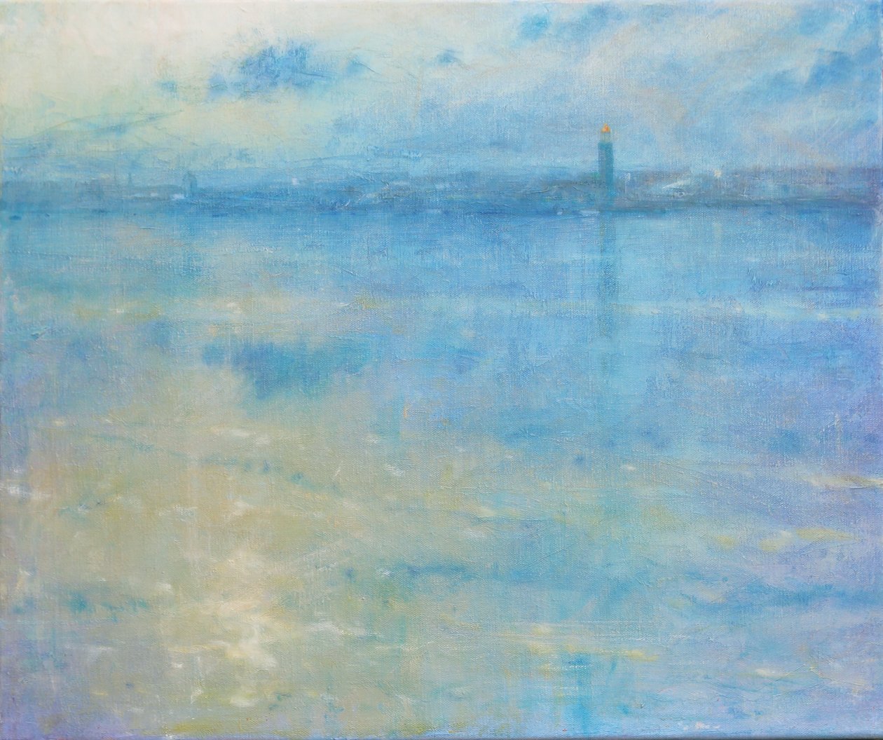 Stockholm Skyline, Riddarfjärden, 2016 (olej na plátně) od Derek Hare