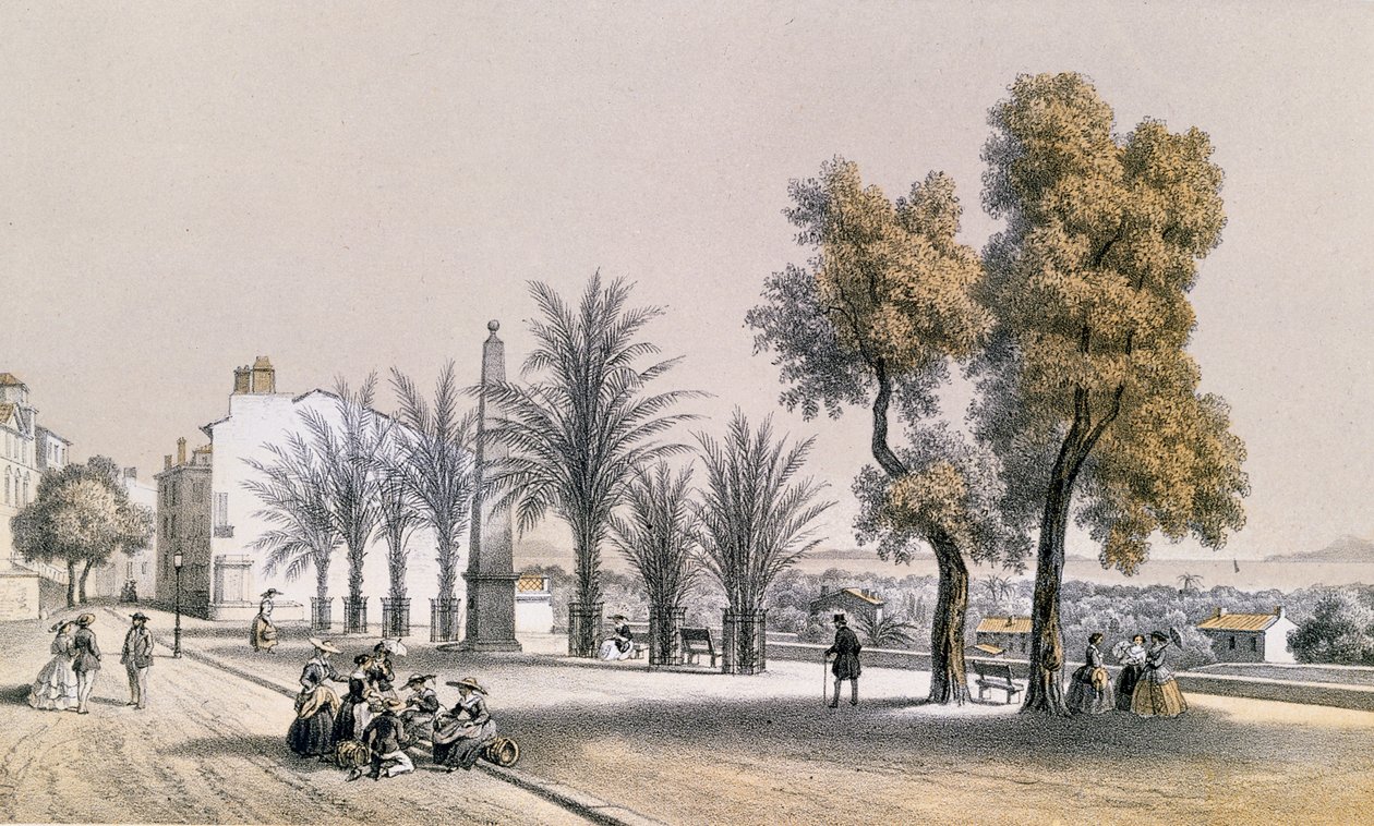 Pohled na Palm Promenade v Hyeres na Cote d