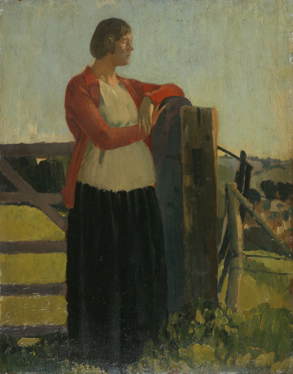 Lyndra, Západ slunce, Aldbourne (olej na desce) od Derwent Lees