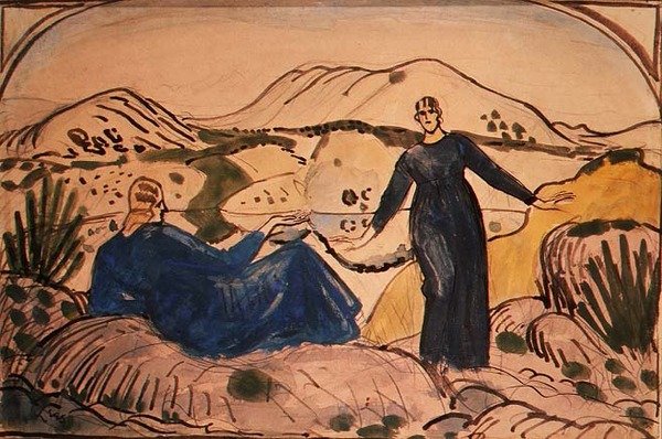 Ženy v La Ciotat (pero, inkoust a akvarel na papíře) od Derwent Lees