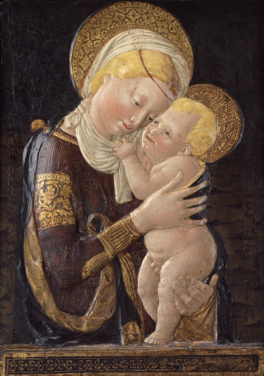 Panna a dítě, cca 1450 (malovaný štuk) od Desiderio da Settignano (after)