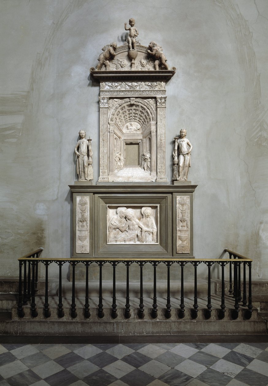 Mramorový svatostánek od Desideria da Settignana (asi 1430-1464) (Oltář svátosti, mramorový svatostánek) 1461 Florencie, kostel San Lorenzo (kostel sv. Vavřince) Itálie od Desiderio da Settignano