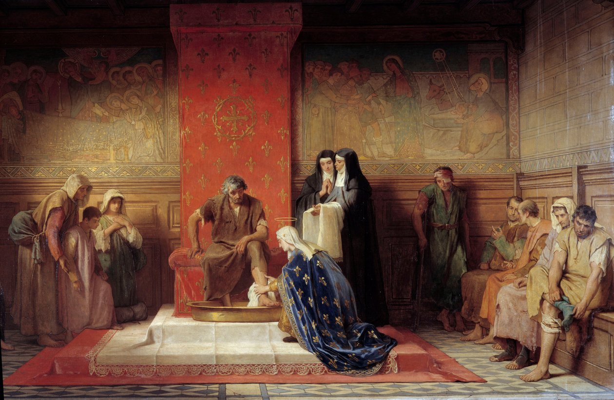 Svatá Alžběta Francouzská (sestra Saint Louis) umývá nohy chudým Obraz Desire Laugee (1823-1896) 1865 od Desire Francois Laugee
