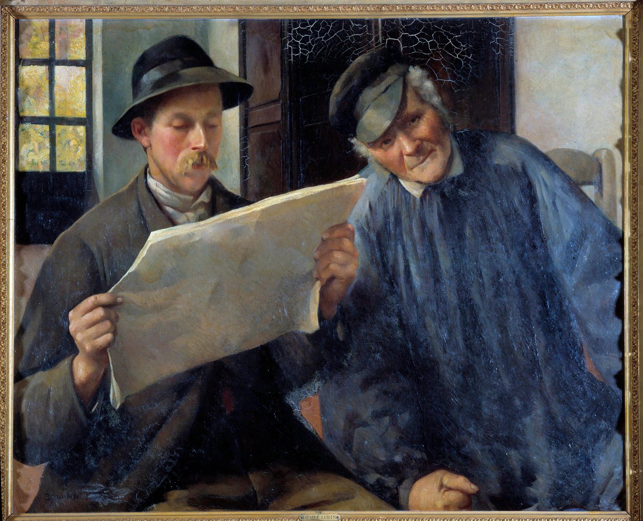Novinky Čtení novin. Obraz Desire Lubin (1854-1929) Orleans musee des Beaux Arts 20. století od Desire Lubin