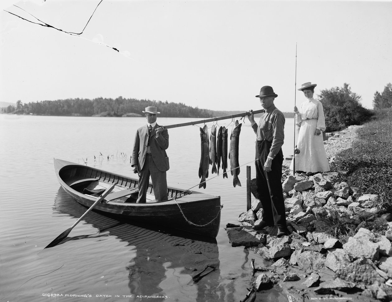 Ranní úlovek v Adirondacks, kolem roku 1903 od Detroit Publishing Co.