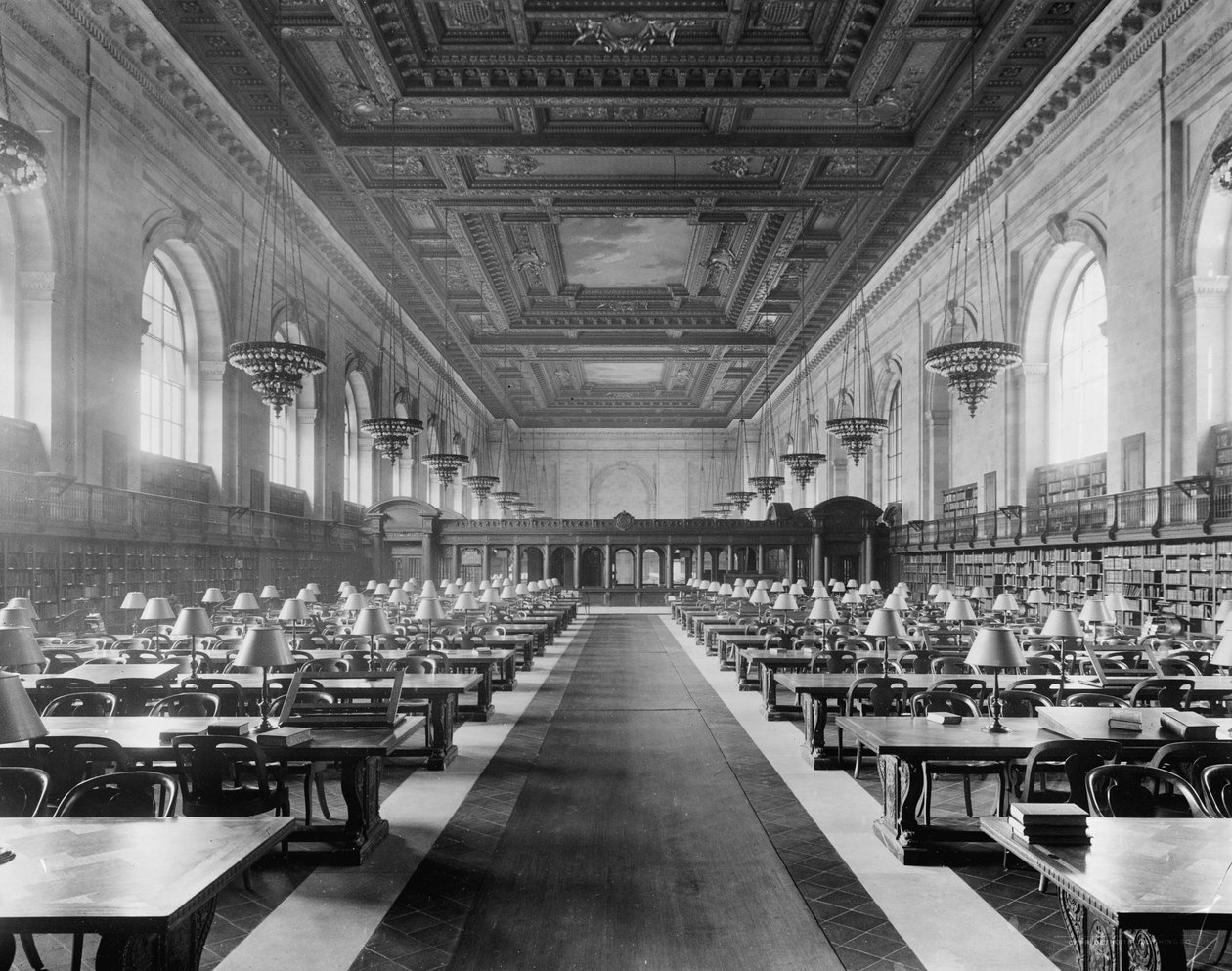 Hlavní čítárna, New York Public Library, c.1910-20 od Detroit Publishing Co.