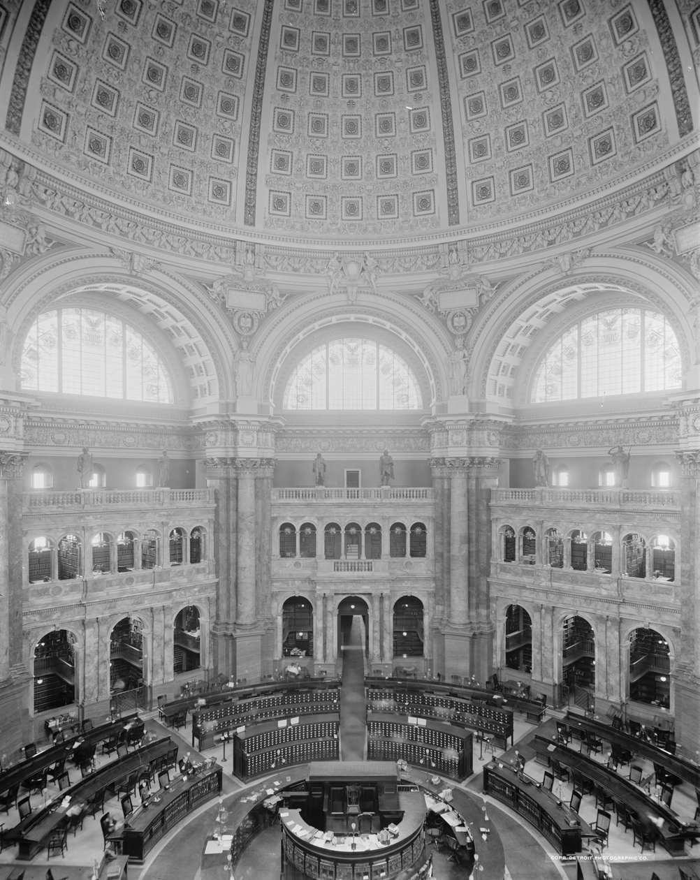 Rotunda Reading Room, Library of Congress, Washington, DC, c.1904 od Detroit Publishing Co.