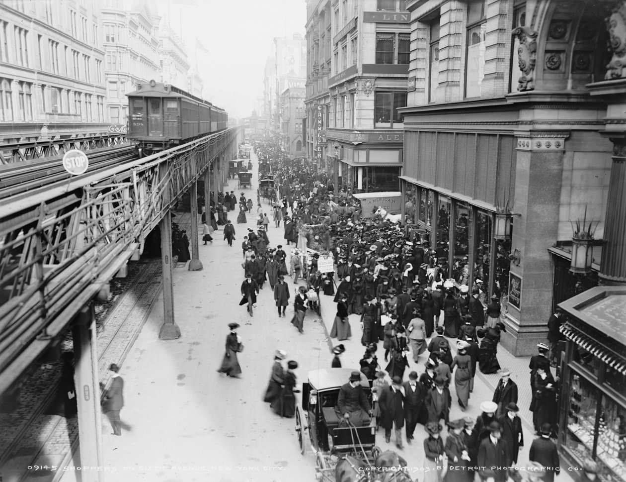 Nakupující na Sixth Avenue, New York City, c.1903 od Detroit Publishing Co.