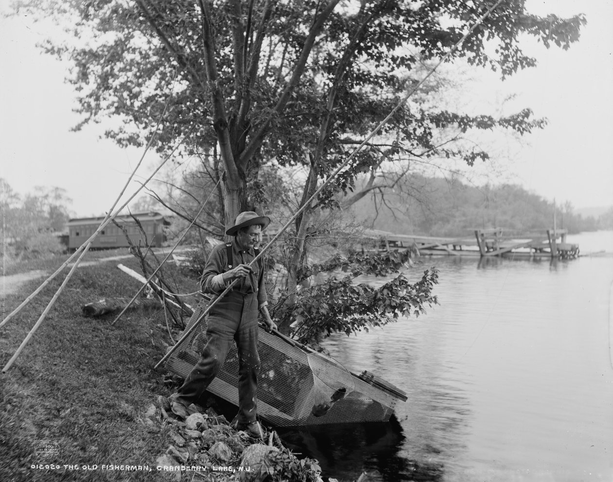 Starý rybář, Cranberry Lake, N.J., cca 1900 od Detroit Publishing Co.