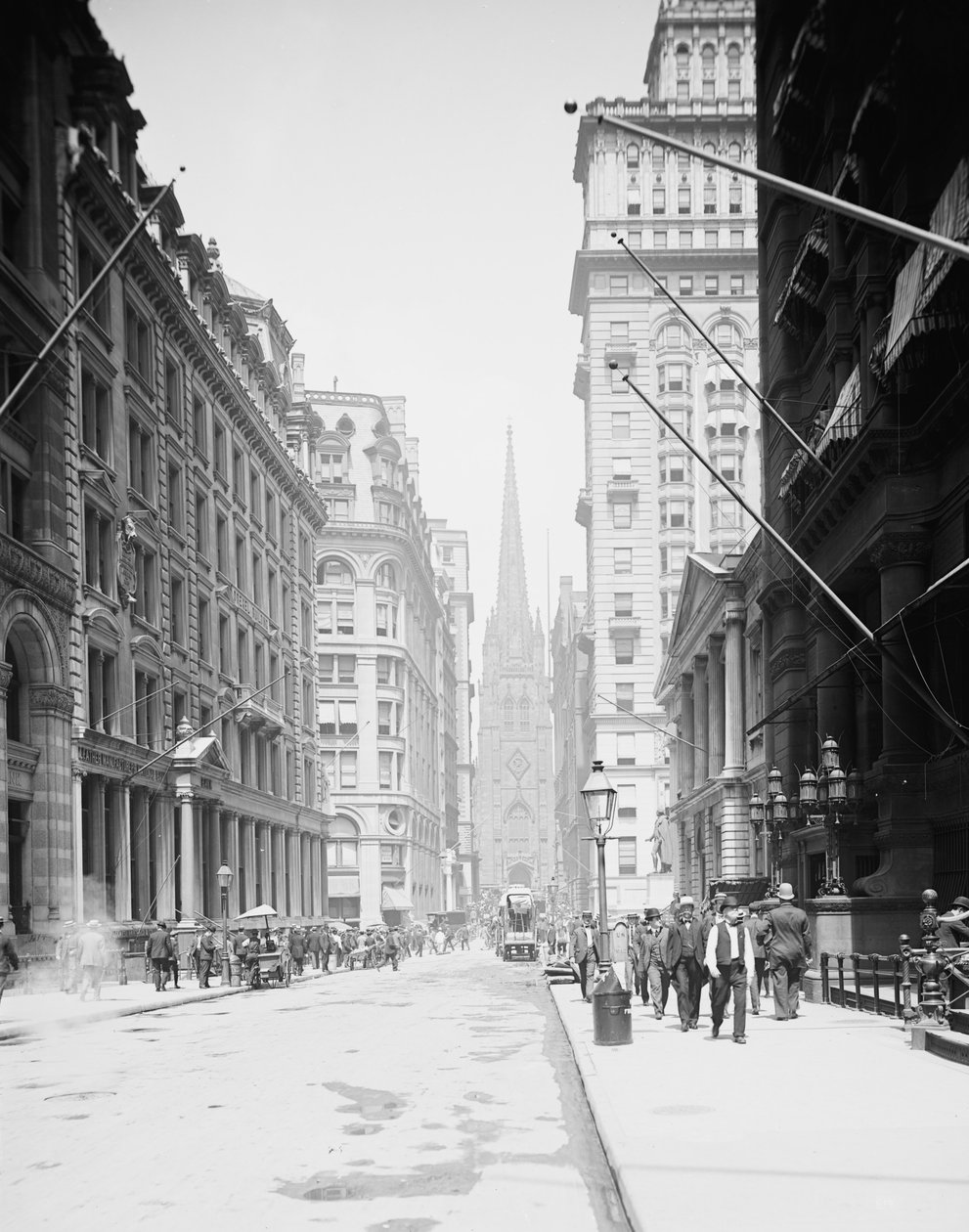 Wall St. and Trinity Church, New York, NY, 1903 od Detroit Publishing Co.