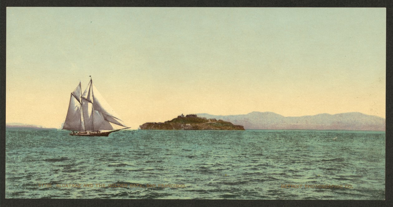 Alcatraz a Golden Gate, San Francisco od Detroit Photographic Co.