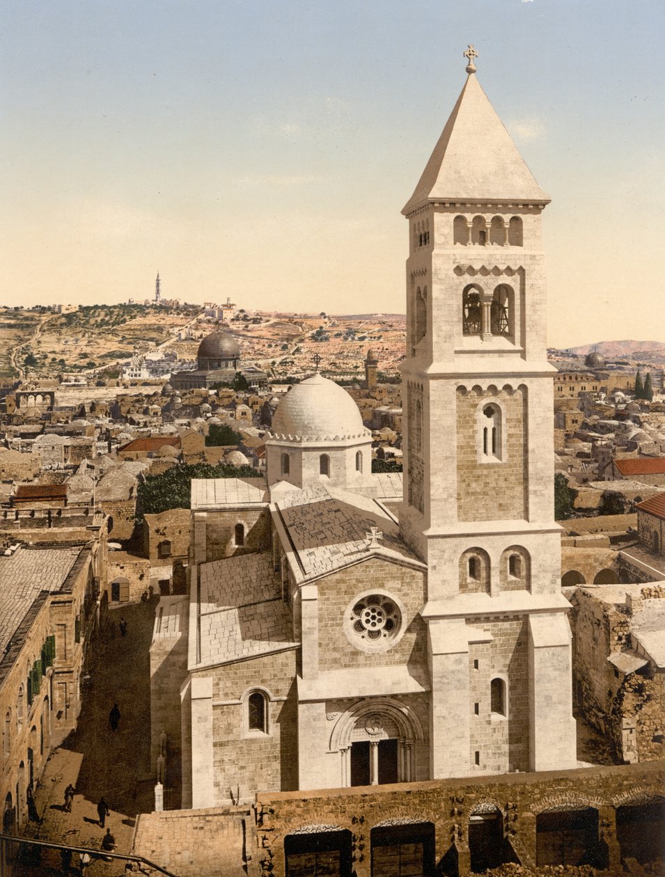 Kostel sv. Spasitele, Jeruzalém, Svatá země, cca 1890-1900 (fotochromovaný tisk) od Detroit Photographic Co.