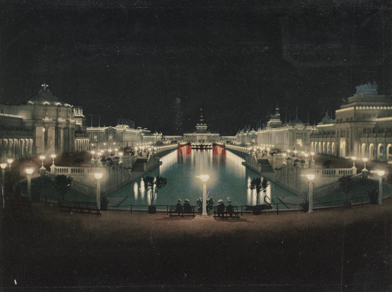 Velký dvůr osvětlený, výstava Trans-Mississippi, 1898 od Detroit Photographic Co.