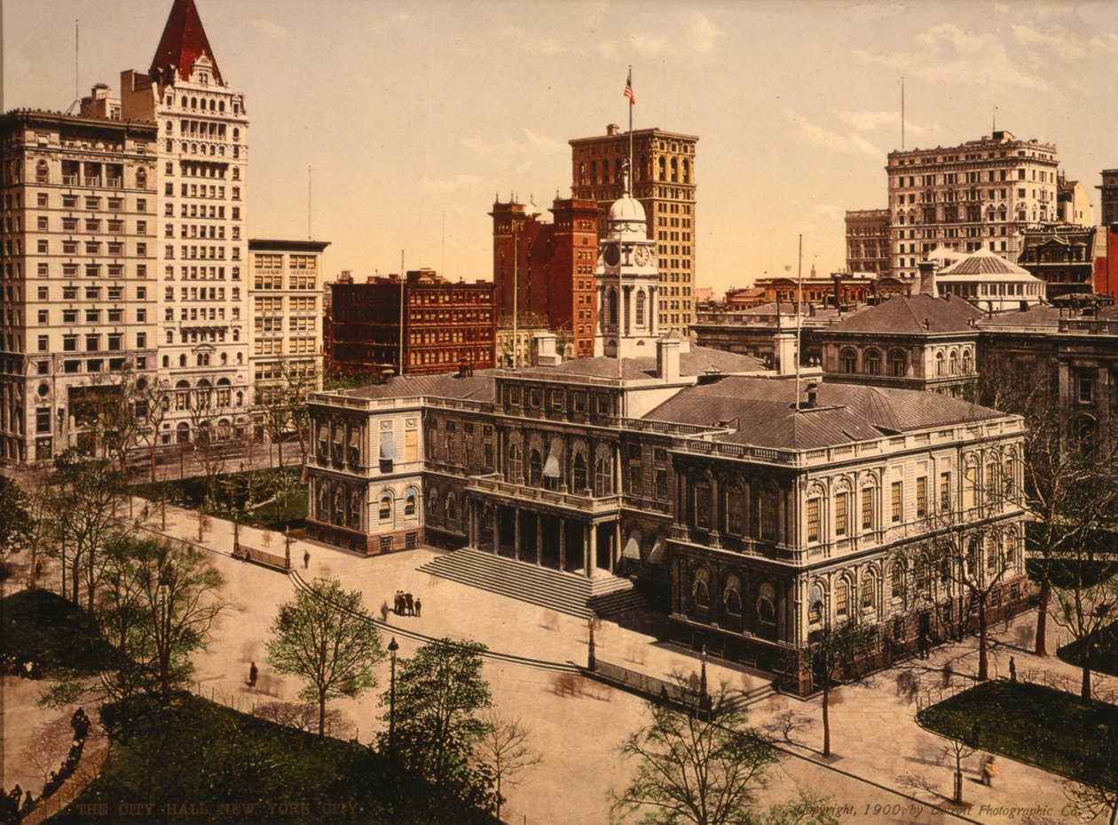 Radnice, New York City, USA, kolem roku 1900 od Detroit Publishing Co.