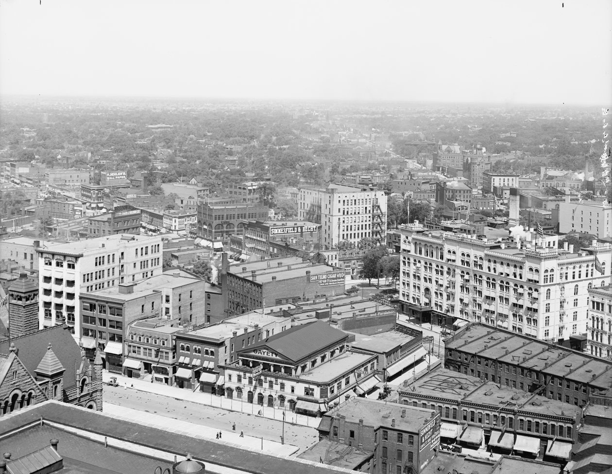 Detroit, Michigan, cca 1908 (černobílá fotografie) od Detroit Publishing Co.