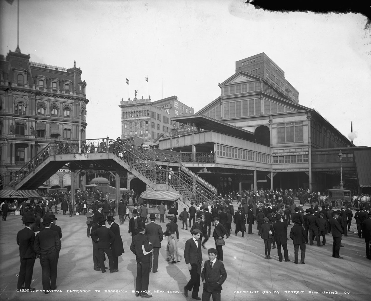 Manhattan vstup do Brooklyn Bridge, New York, c.1905 od Detroit Publishing Co.