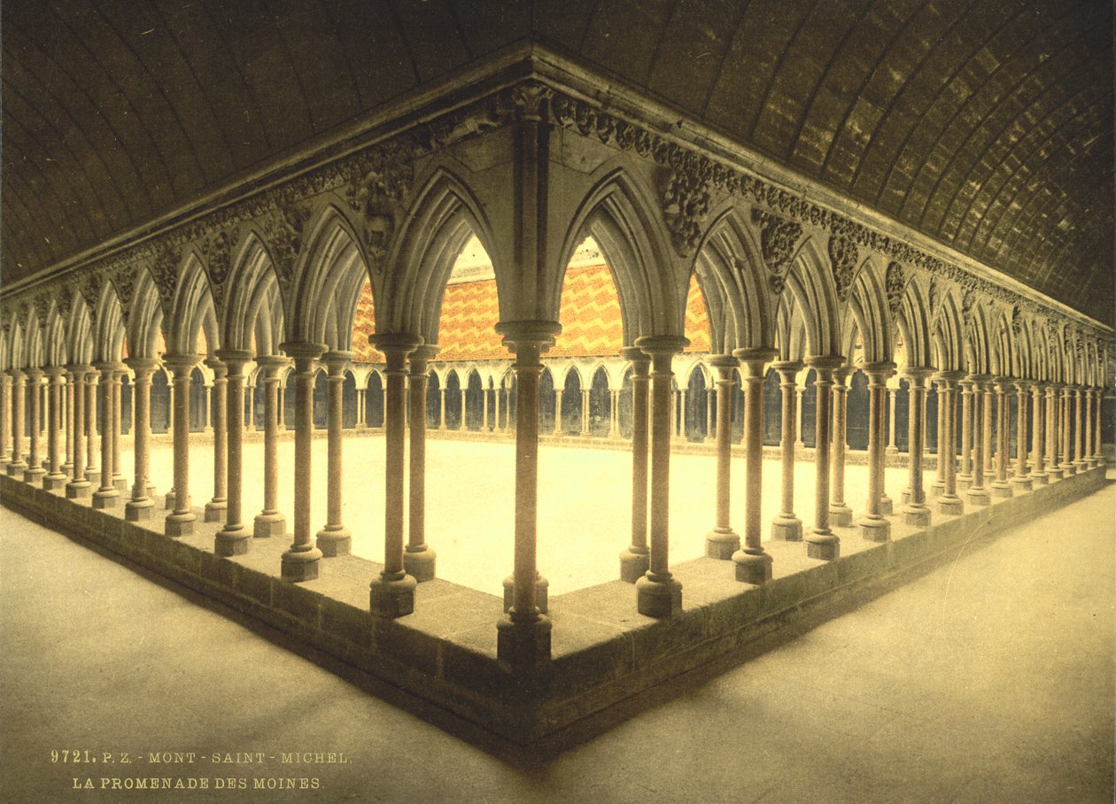 Monks" Promenade, Mont Saint-Michel, Francie, Photochrome Print, c.1900 od Detroit Publishing Co.