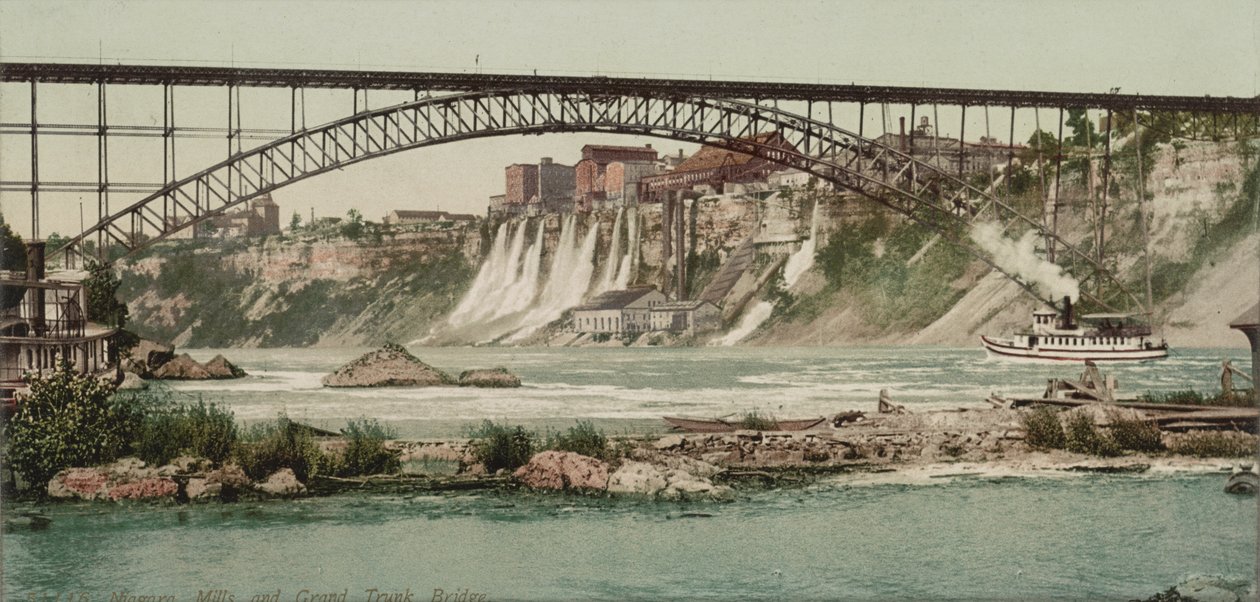 Niagara, mlýny a Grand Trunk Bridge, c.1900 od Detroit Publishing Co.