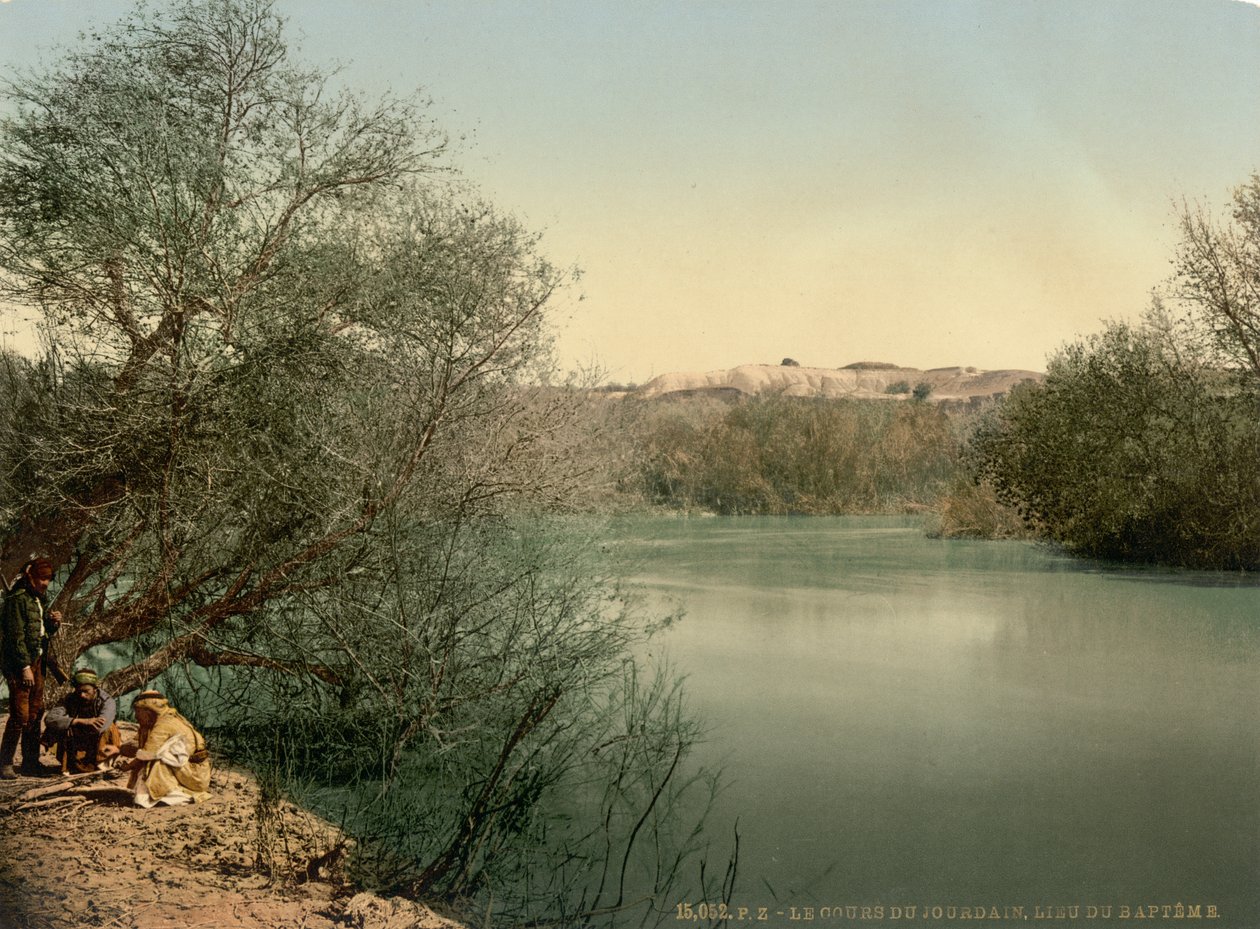 Místo křtu, řeka Jordán, Svatá země, asi 1890-1900 (fotochromový tisk) od Detroit Publishing Co.