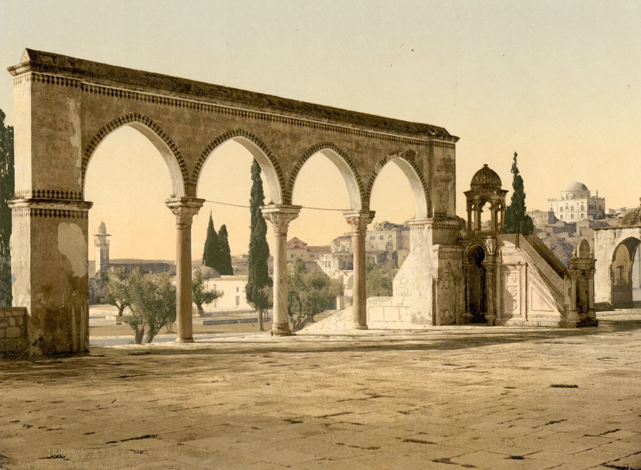 Kazatelna Kádí Borhan-ed-dín, Jeruzalém, Svatá země, asi 1890-1900 (fotochromový tisk) od Detroit Publishing Co.