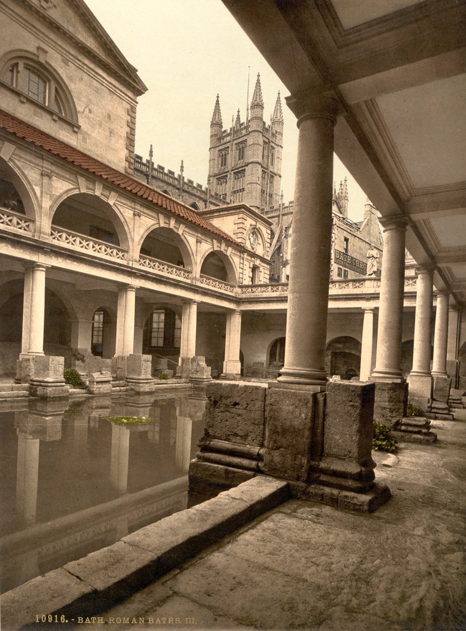 Římské lázně a opatství, Bath, asi 1890-1900 (fotochromový tisk) od Detroit Publishing Co.