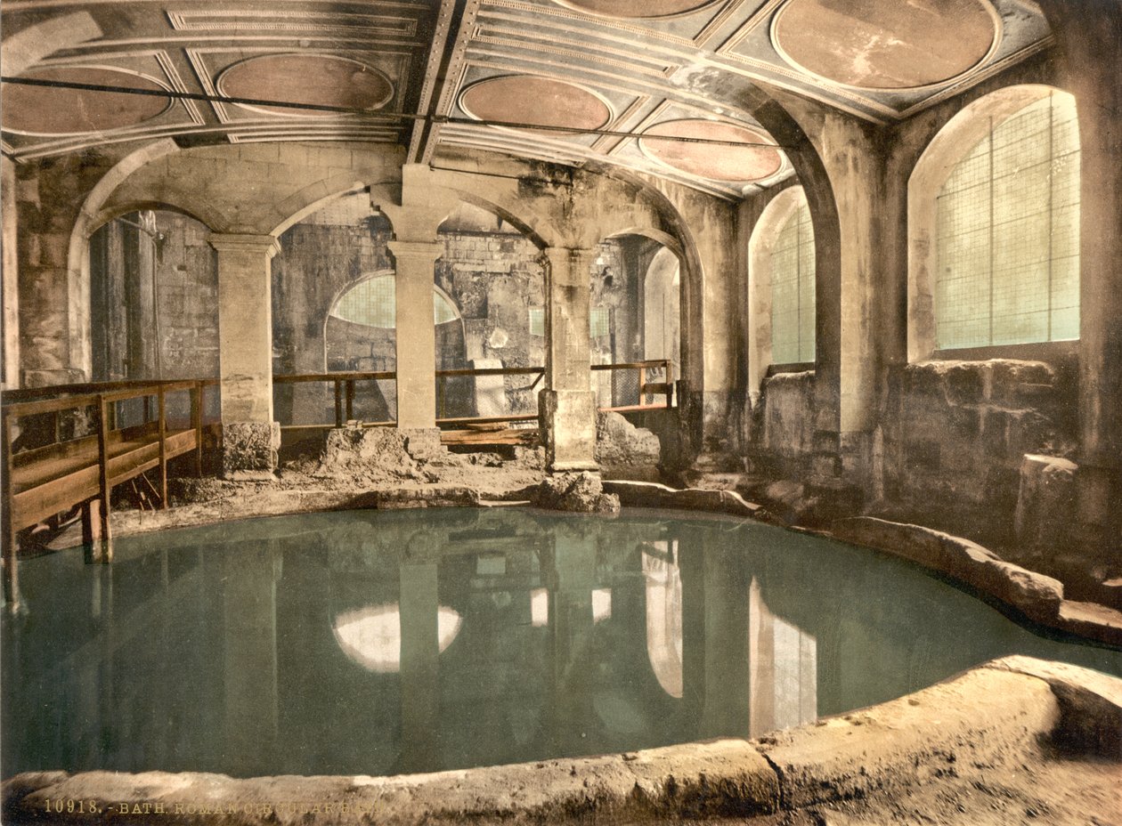Římské lázně a opatství, Circular Bath, Bath, asi 1890-1900 (fotochromový tisk) od Detroit Publishing Co.